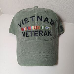 VIETNAM VETERAN Eagle Crest 100% Cotton Khaki Green Strap Back #P3